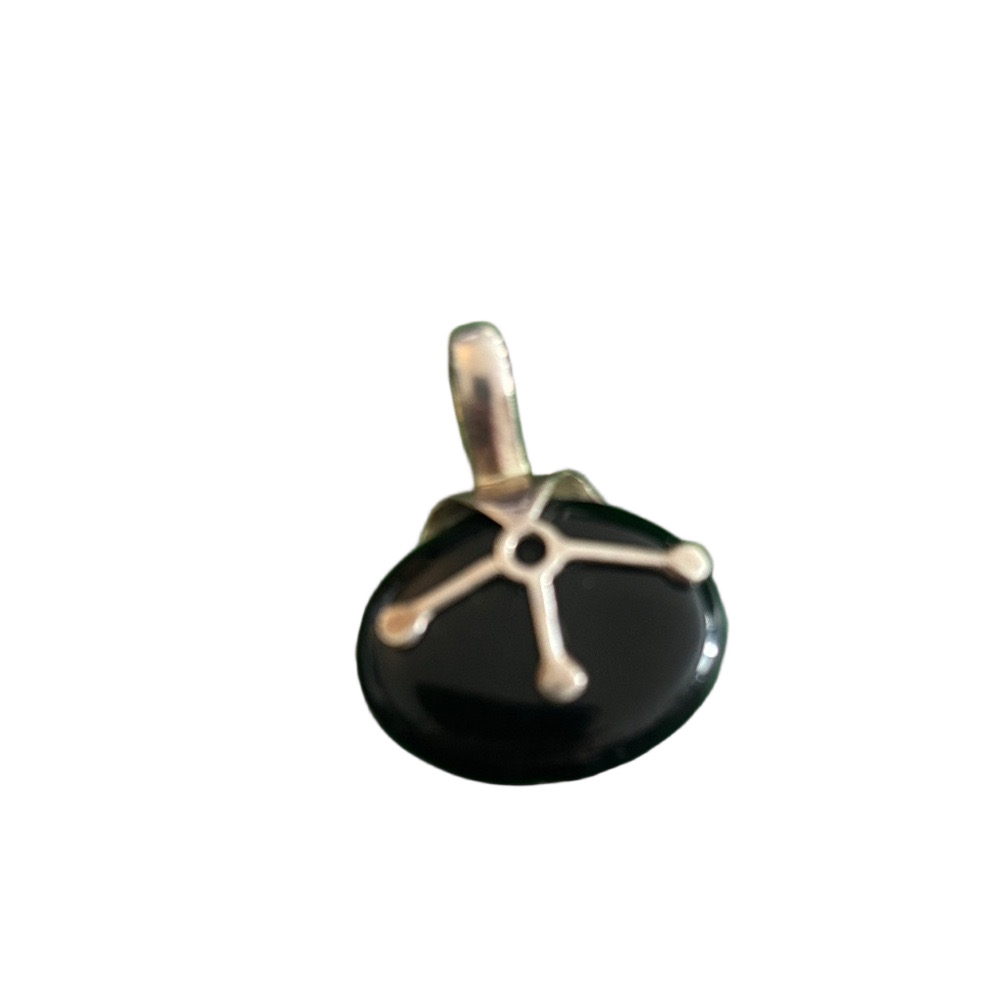 Vintage Black Onyx & Sterling Silver Pendant – Modernist Design
